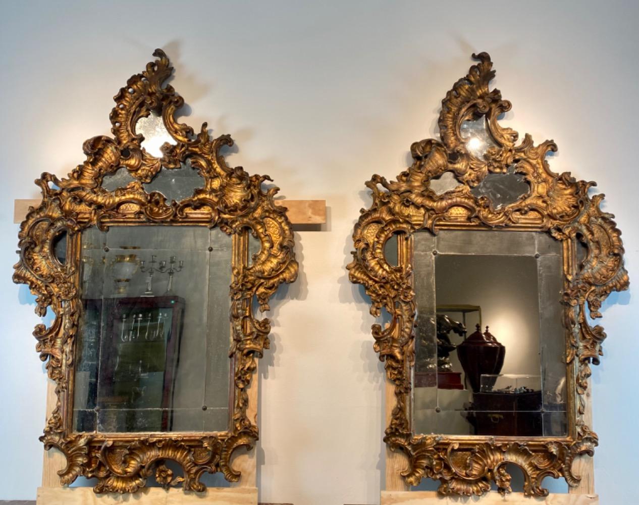 Pair 18th century Venetian mirrors