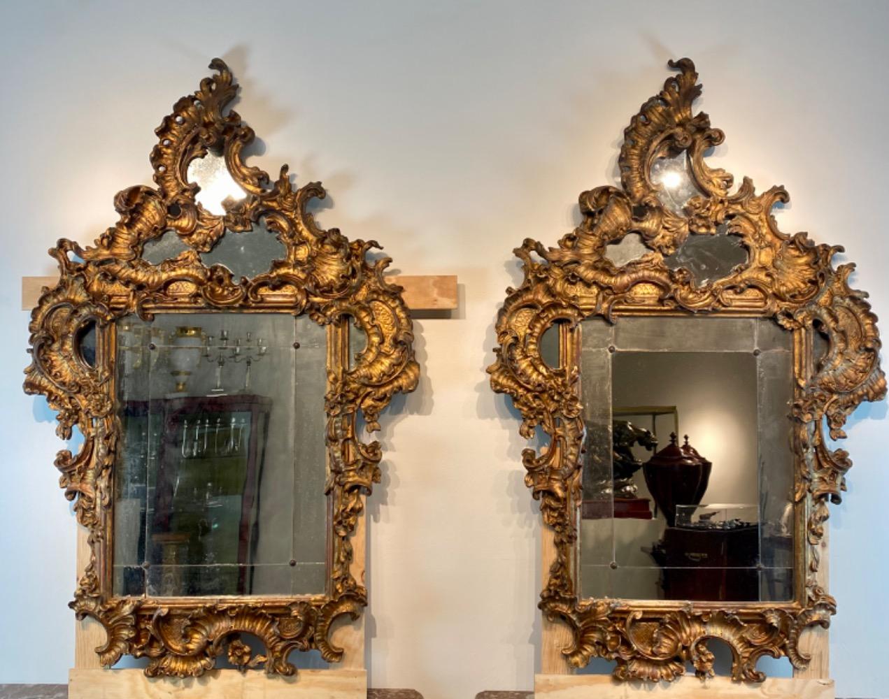 Pair 18th century Venetian mirrors