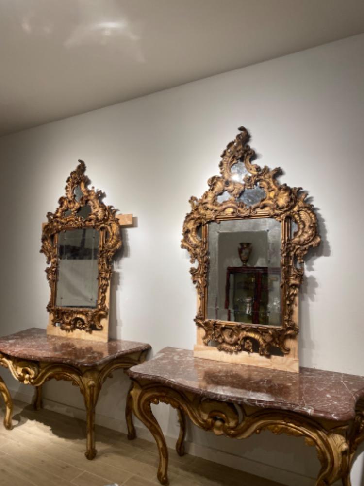 Pair 18th century Venetian mirrors