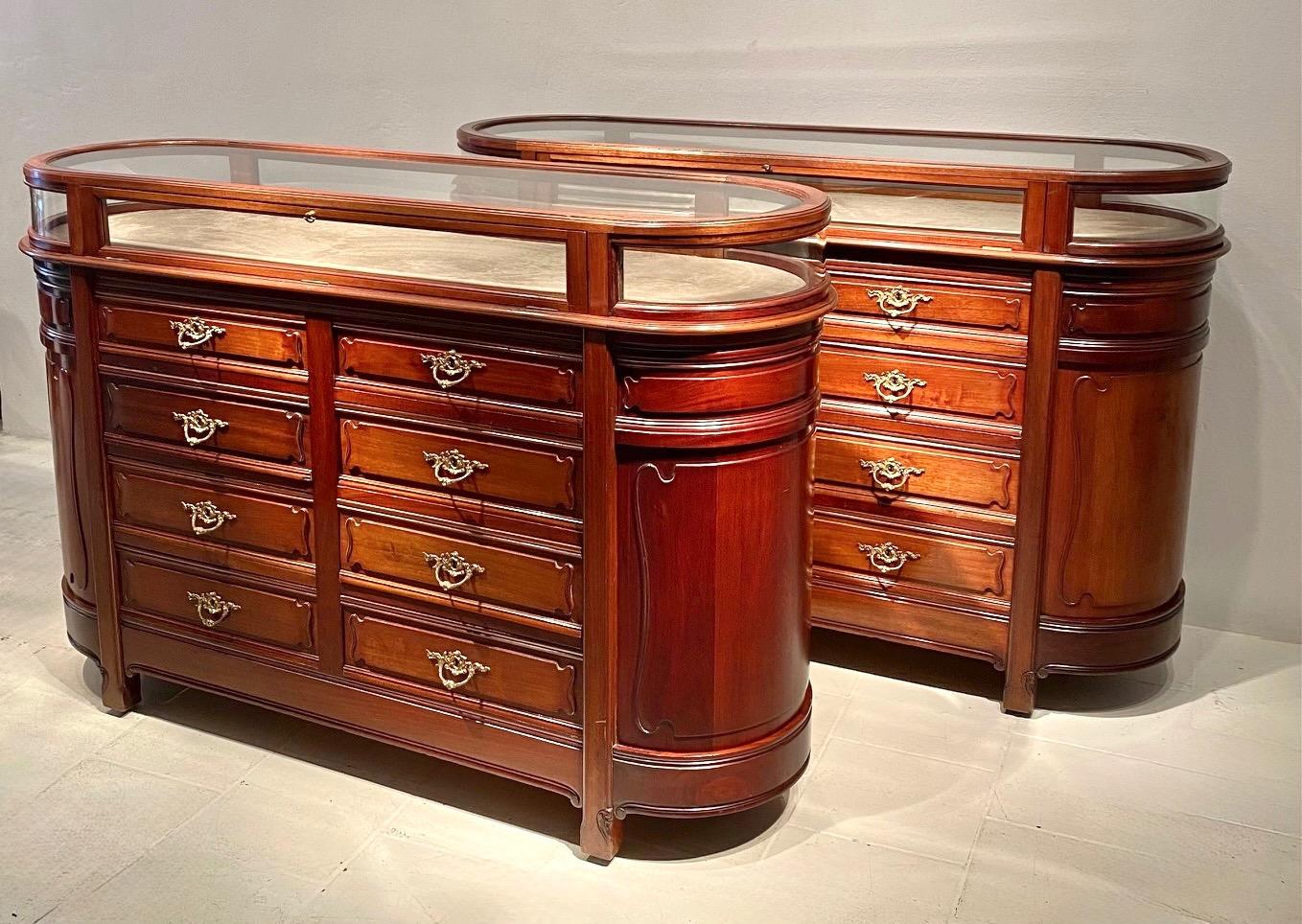 Pair Art Nouveau display counters