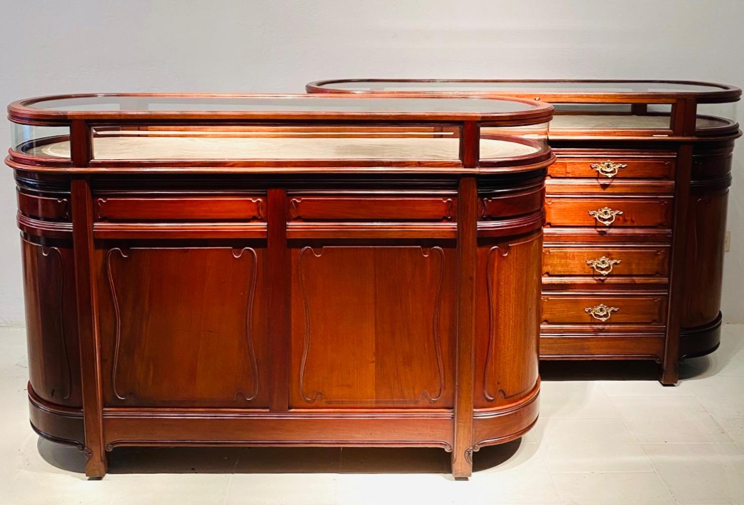 Pair Art Nouveau display counters
