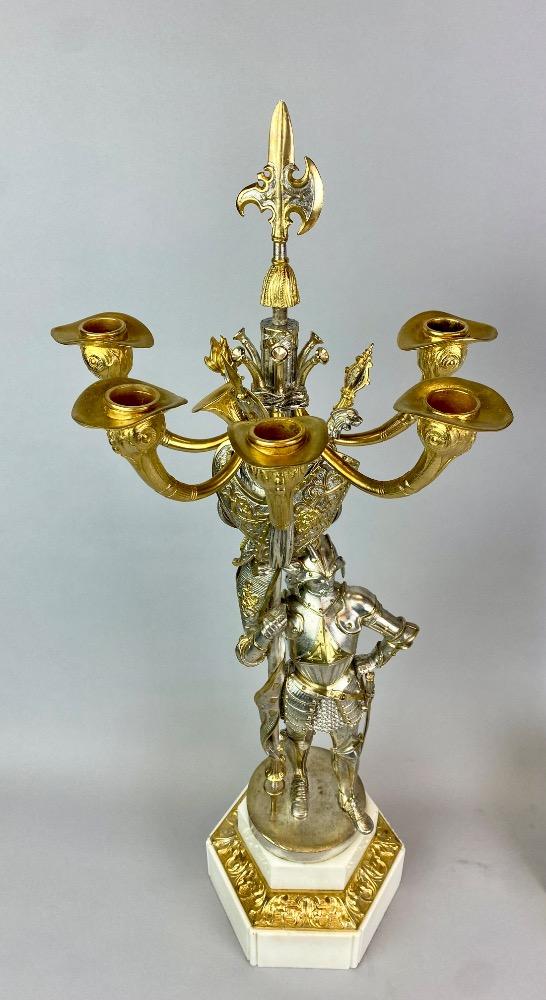 Pair candelabra Napoleon III. Medieval knights. 