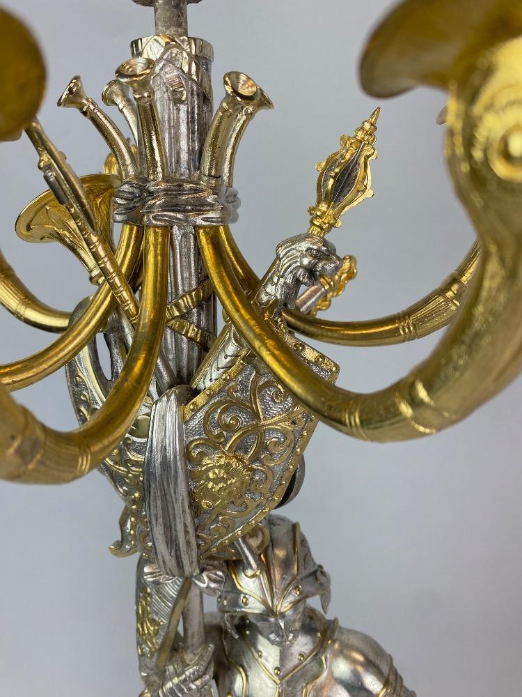Pair candelabra Napoleon III. Medieval knights. 