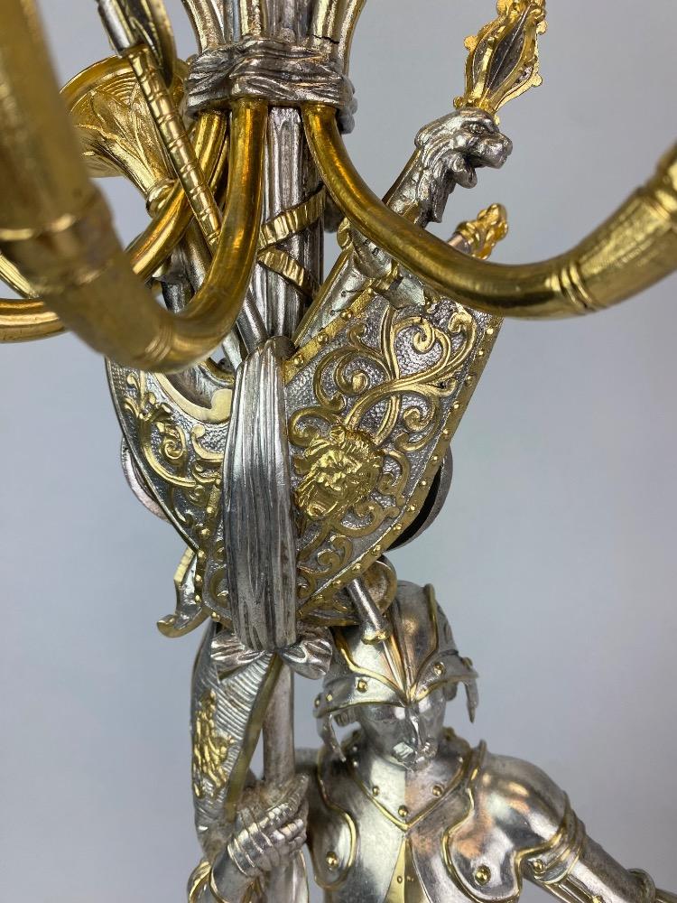 Pair candelabra Napoleon III. Medieval knights. 