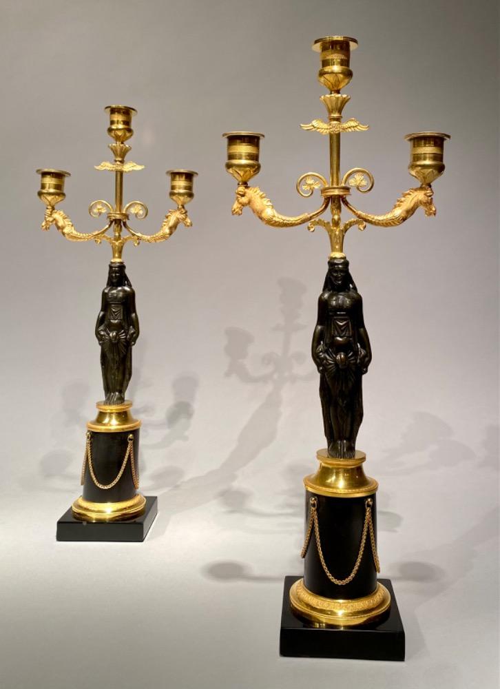 Pair Empire candelabra. 