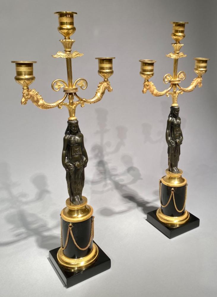 Pair Empire candelabra. 