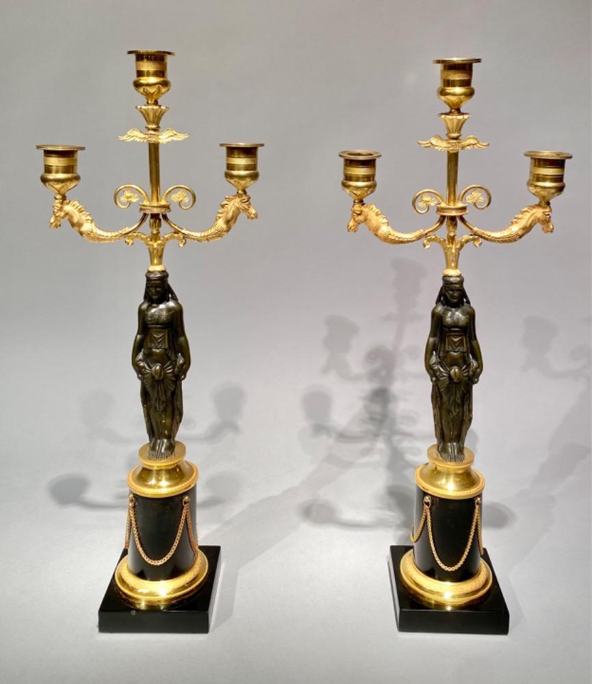 Pair Empire candelabra. 