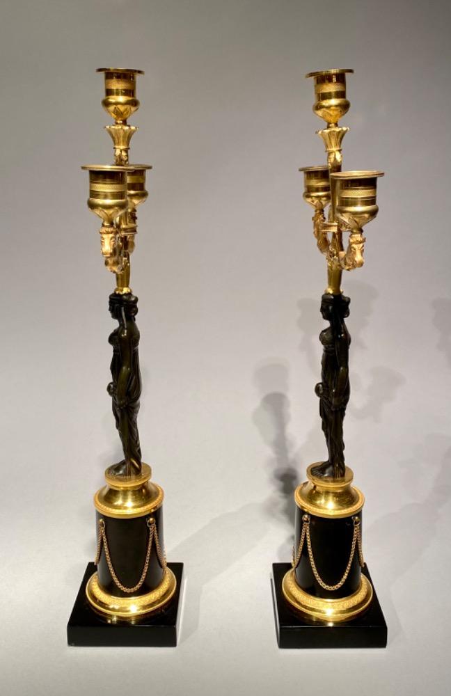 Pair Empire candelabra. 