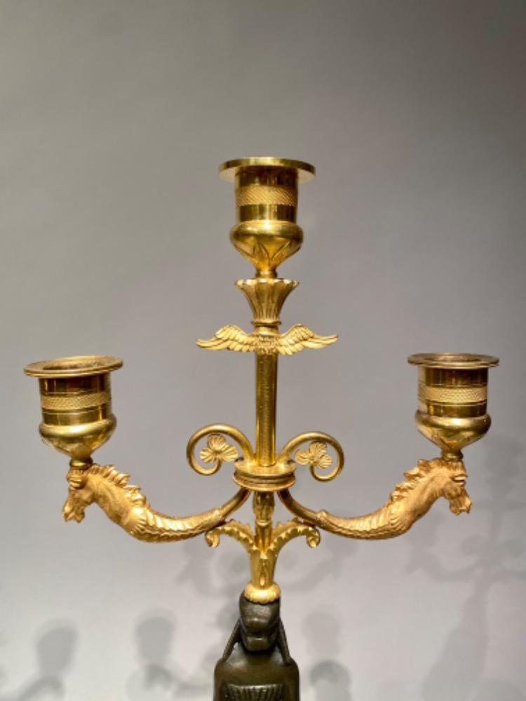 Pair Empire candelabra. 