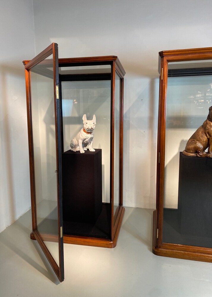 Pair large 19th century mahogany museum cabinets by Holland & Sons, London c. 1890.