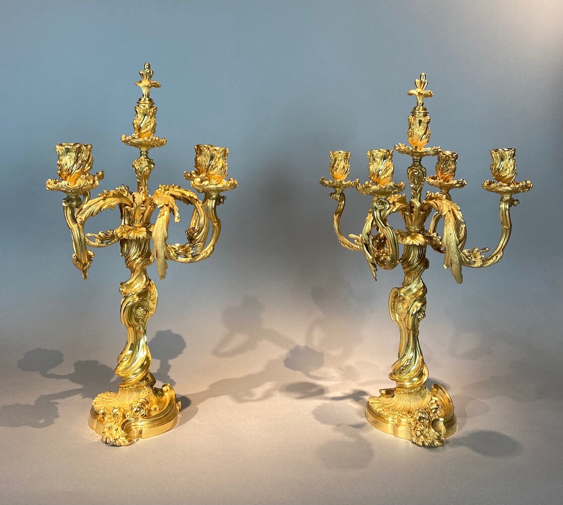 Pair of 19th century gilded bronze candelabra