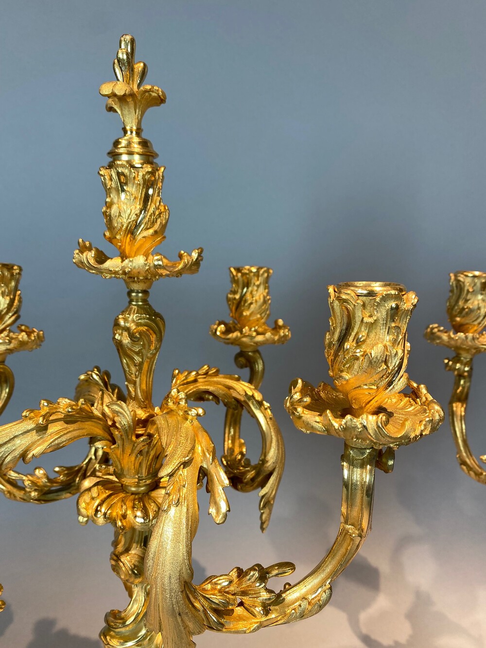 Pair of 19th century gilded bronze candelabra