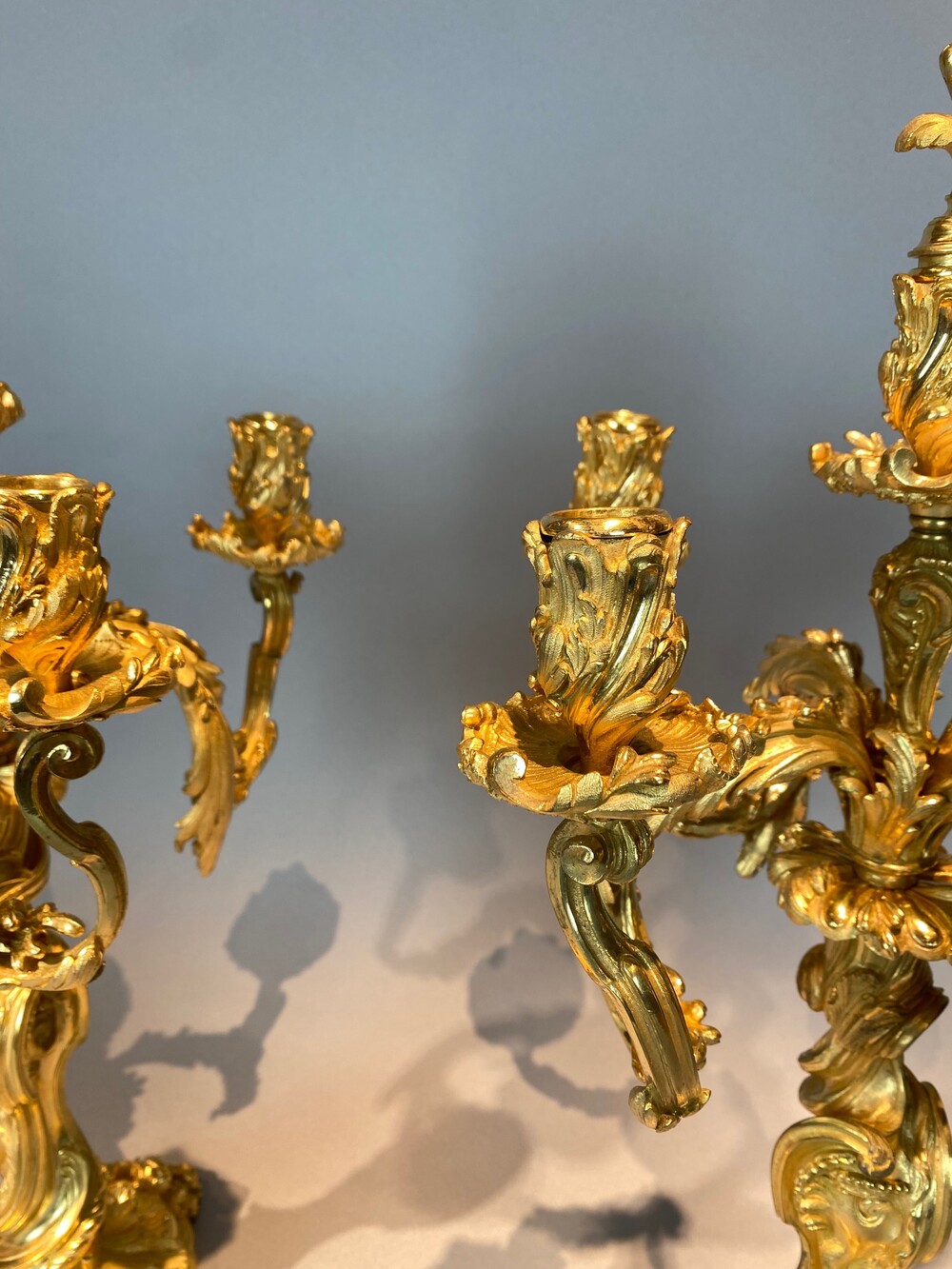 Pair of 19th century gilded bronze candelabra