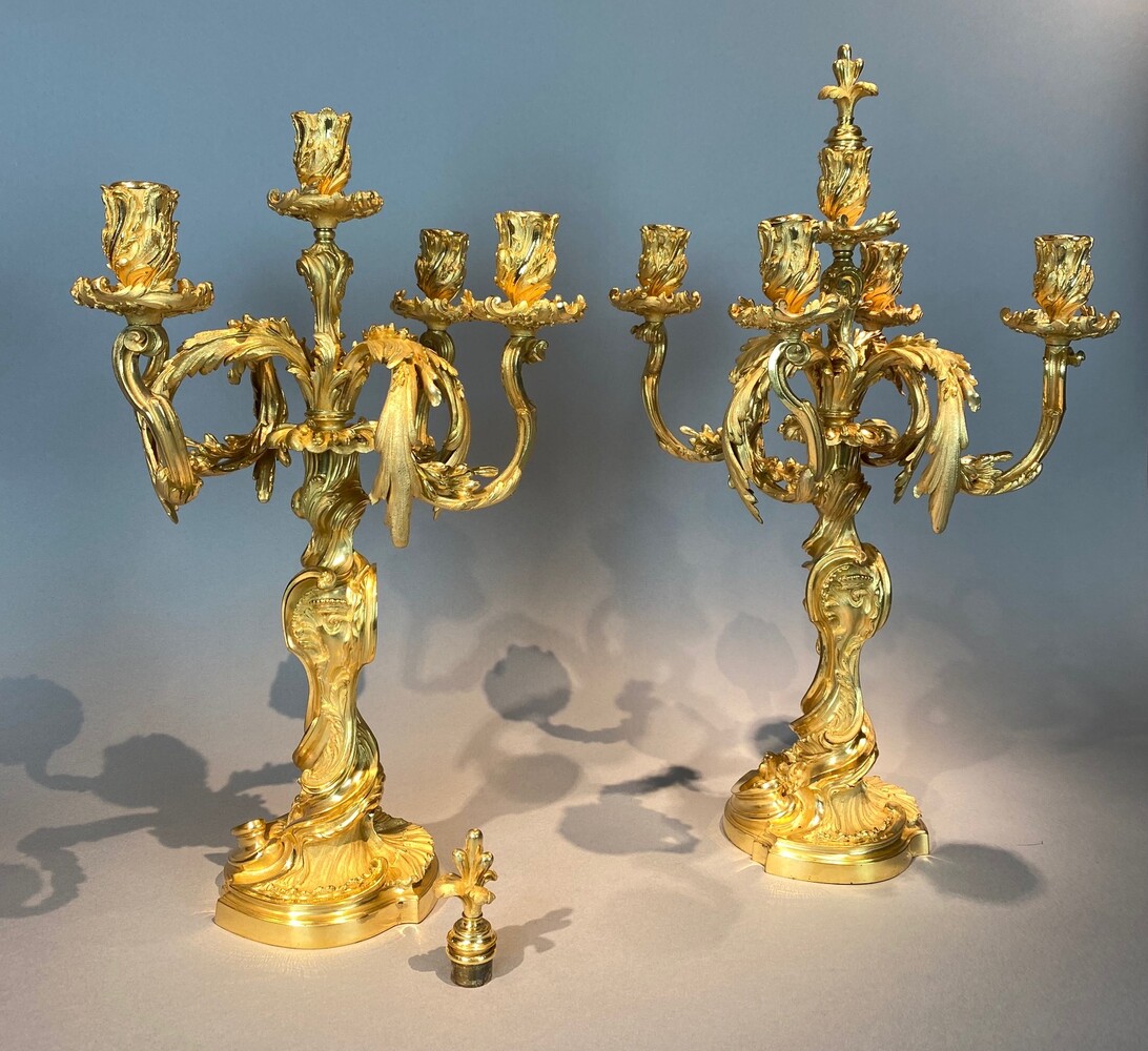 Pair of 19th century gilded bronze candelabra