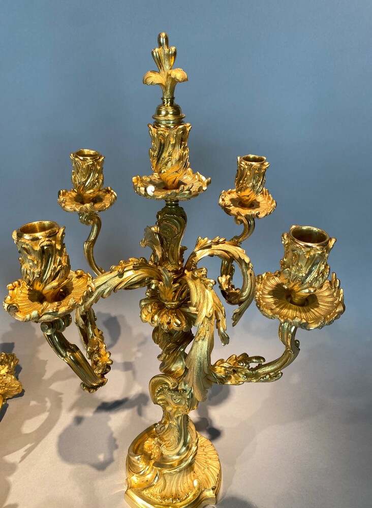 Pair of 19th century gilded bronze candelabra