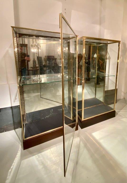 Pair of brass vitrines 