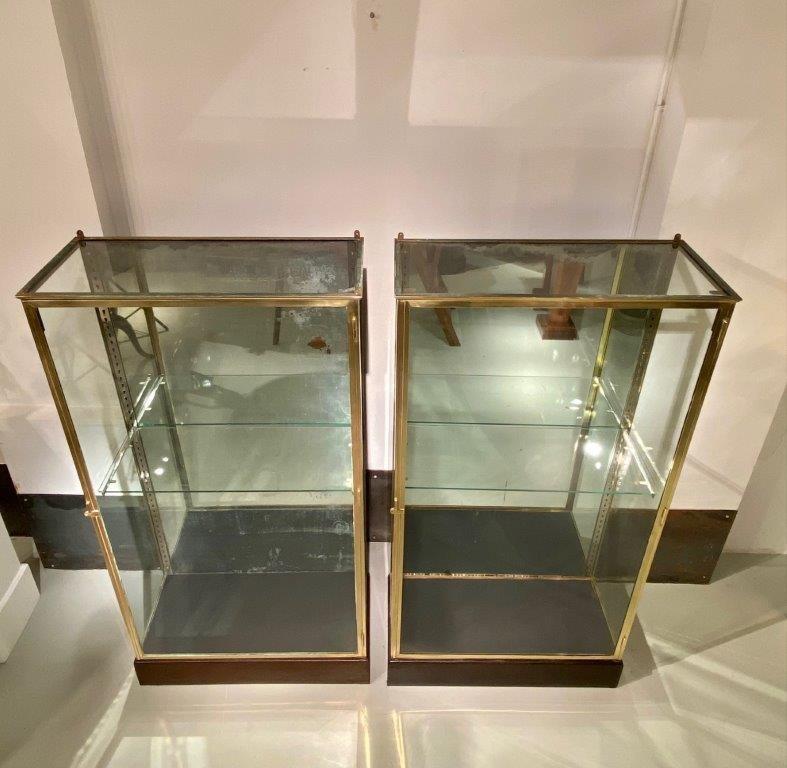 Pair of brass vitrines 