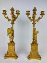 Pair of Empire Gilt Bronze Figural Candelabra