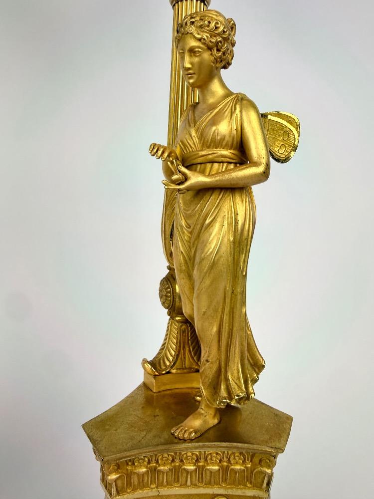 Pair of Empire Gilt Bronze Figural Candelabra