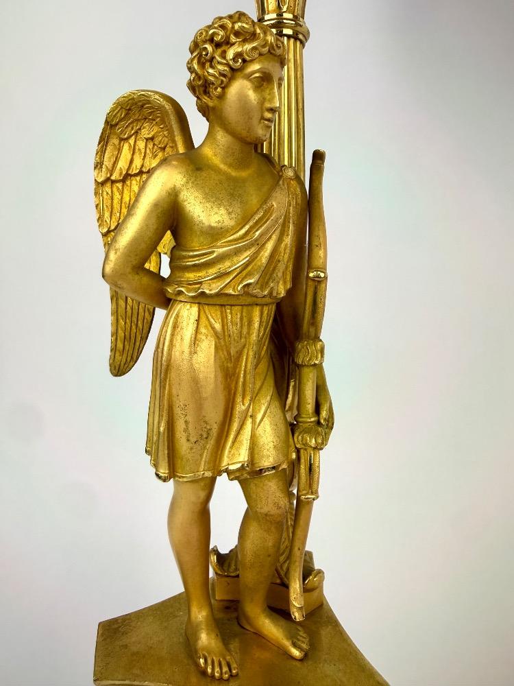 Pair of Empire Gilt Bronze Figural Candelabra