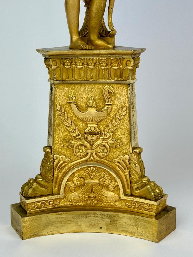 Pair of Empire Gilt Bronze Figural Candelabra