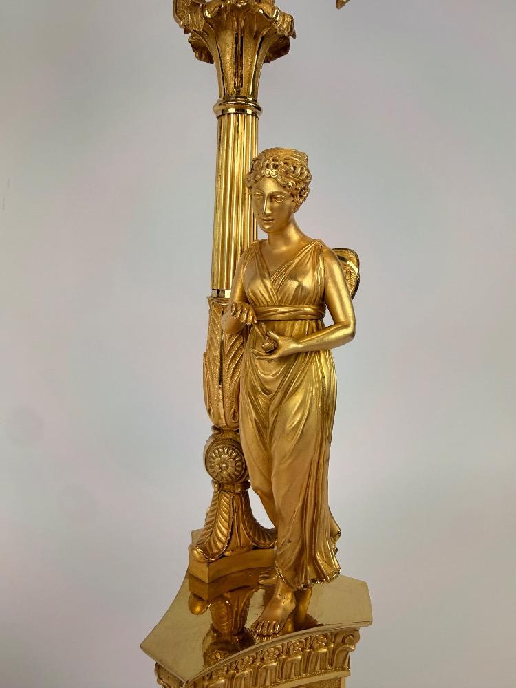 Pair of Fine Gilt Empire Candelabra, Early 19th Century
