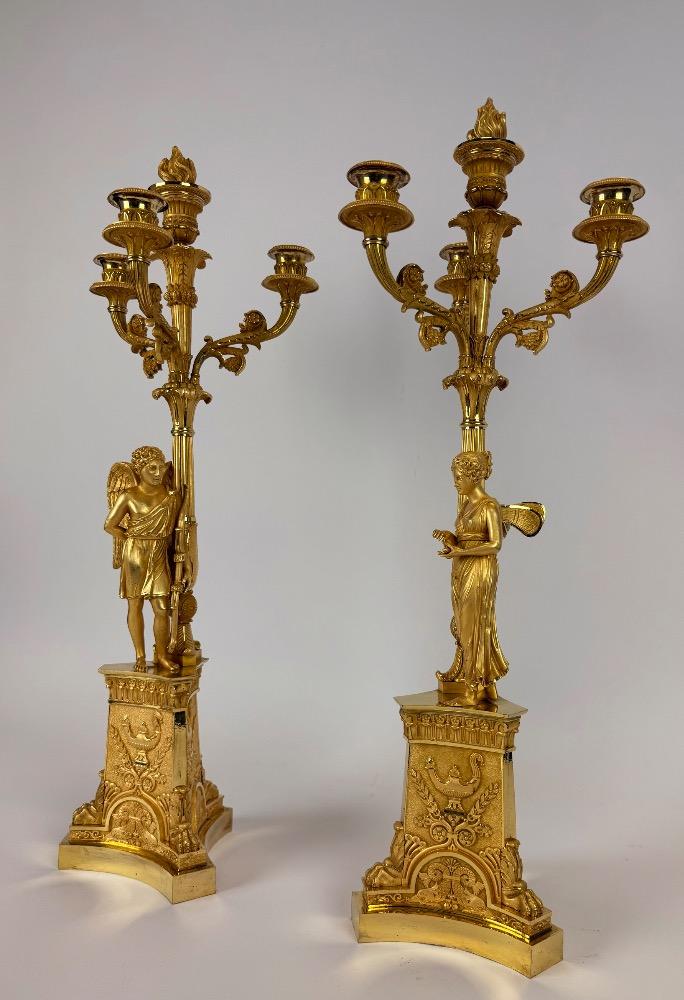 Pair of Fine Gilt Empire Candelabra, Early 19th Century