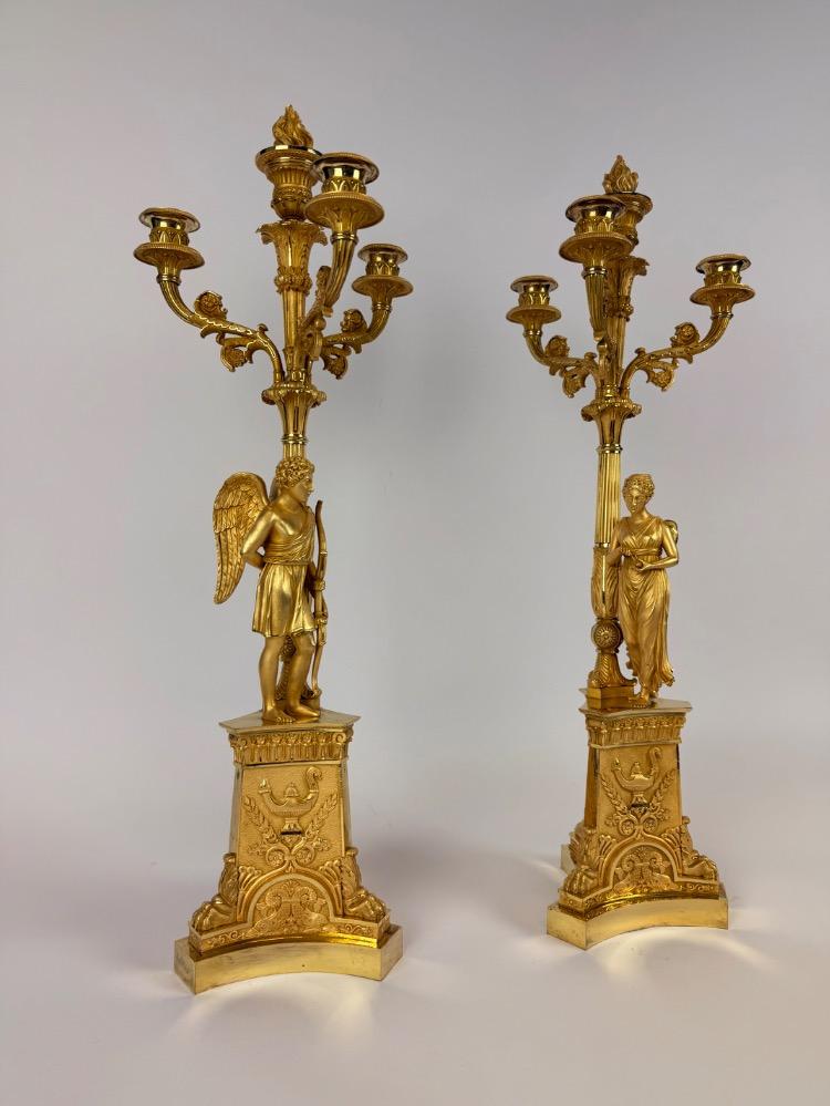 Pair of Fine Gilt Empire Candelabra, Early 19th Century