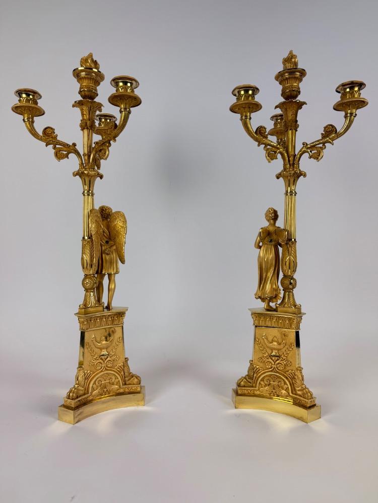 Pair of Fine Gilt Empire Candelabra, Early 19th Century