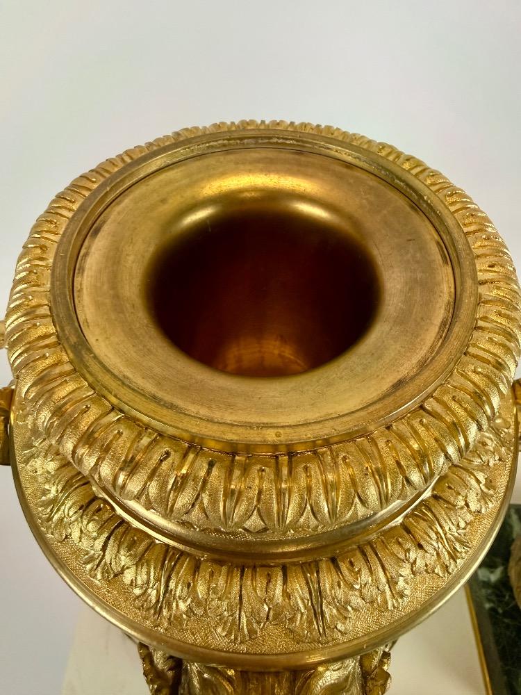 Pair Of Green Marble And Gilt Bronze Cassolettes, 19th Century