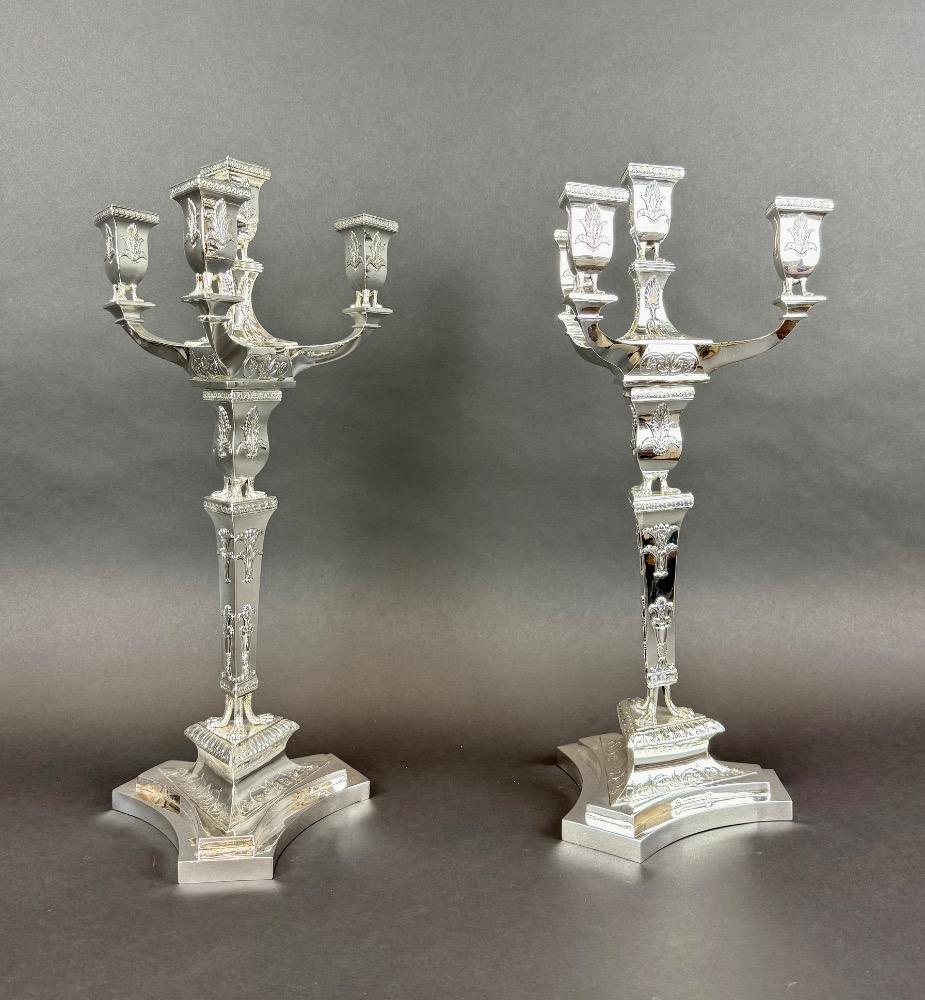 Pair silver Charles X candelabra. 