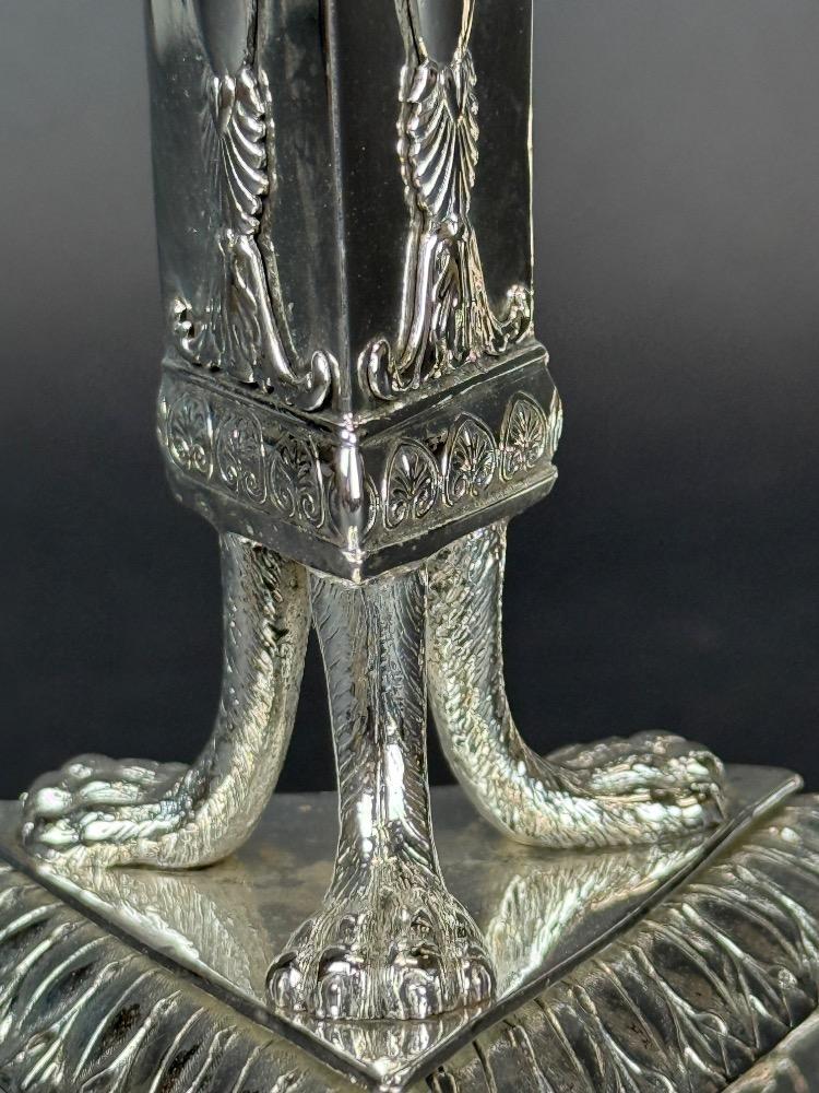 Pair silver Charles X candelabra. 
