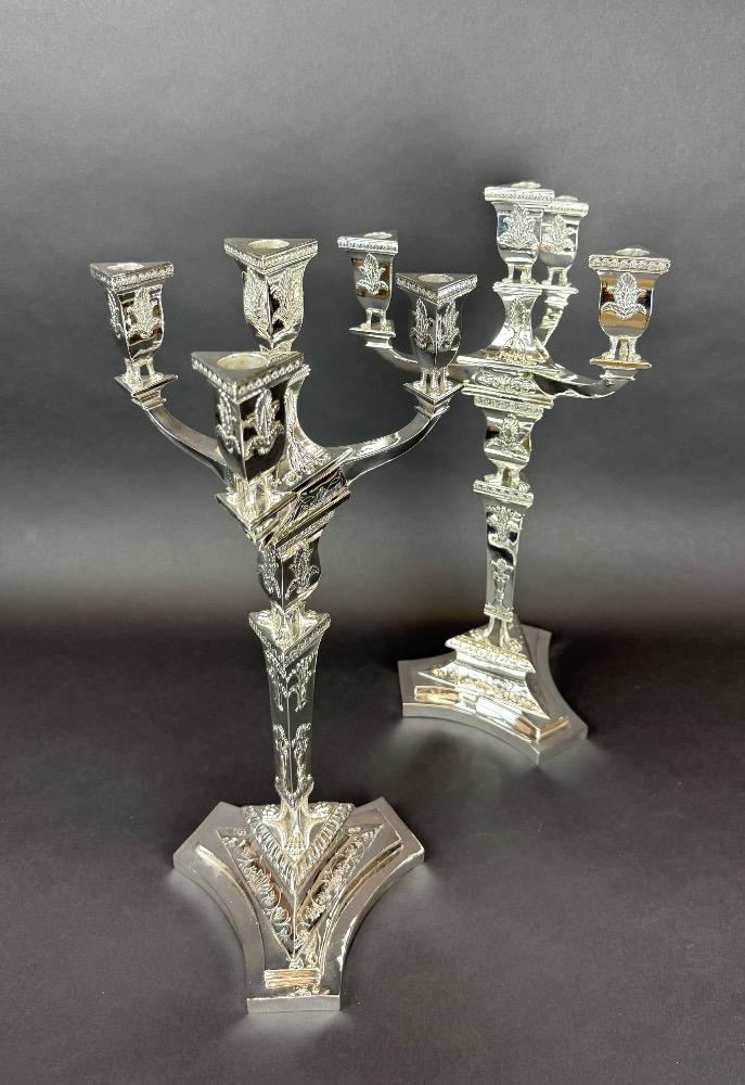 Pair silver Charles X candelabra. 