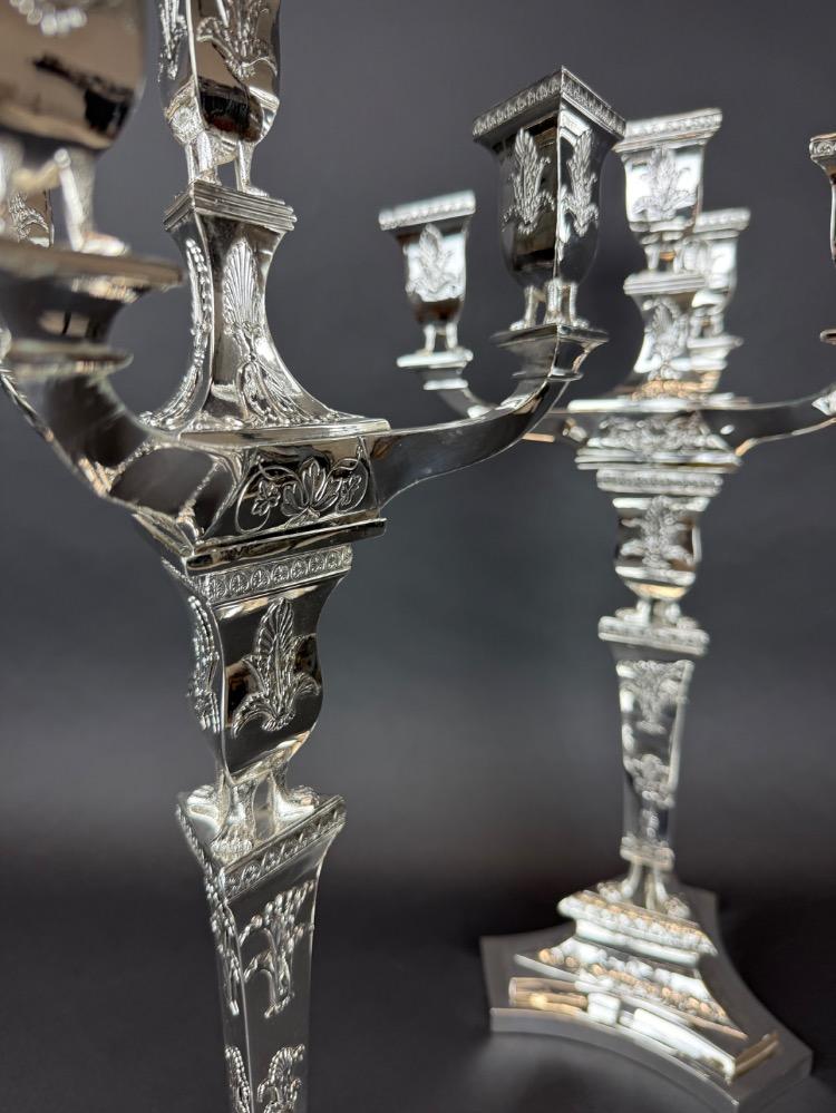 Pair silver Charles X candelabra. 