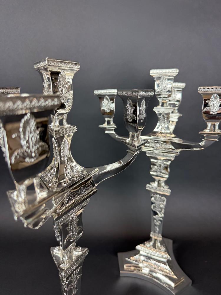 Pair silver Charles X candelabra. 
