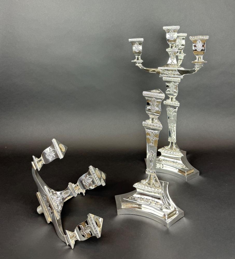 Pair silver Charles X candelabra. 