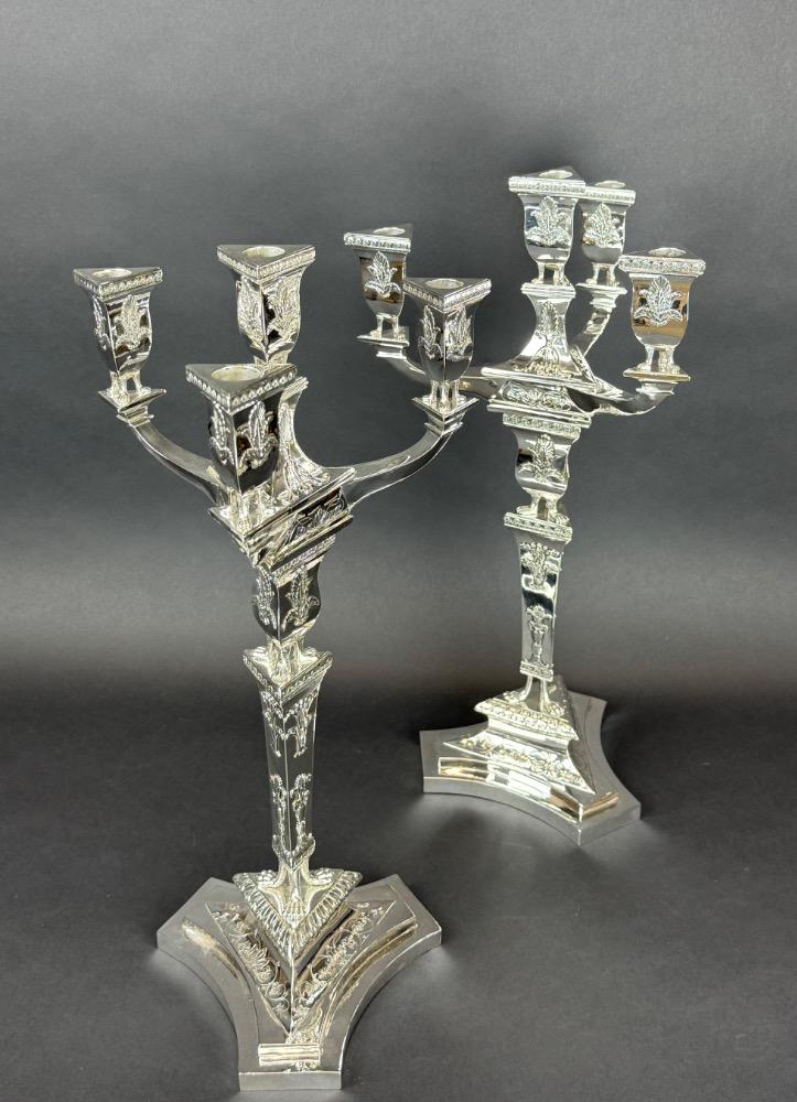 Pair silver Charles X candelabra. 