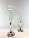Pair silver plated glass vases. 