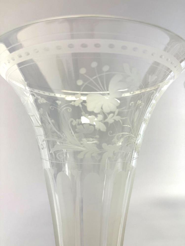 Pair silver plated glass vases. 