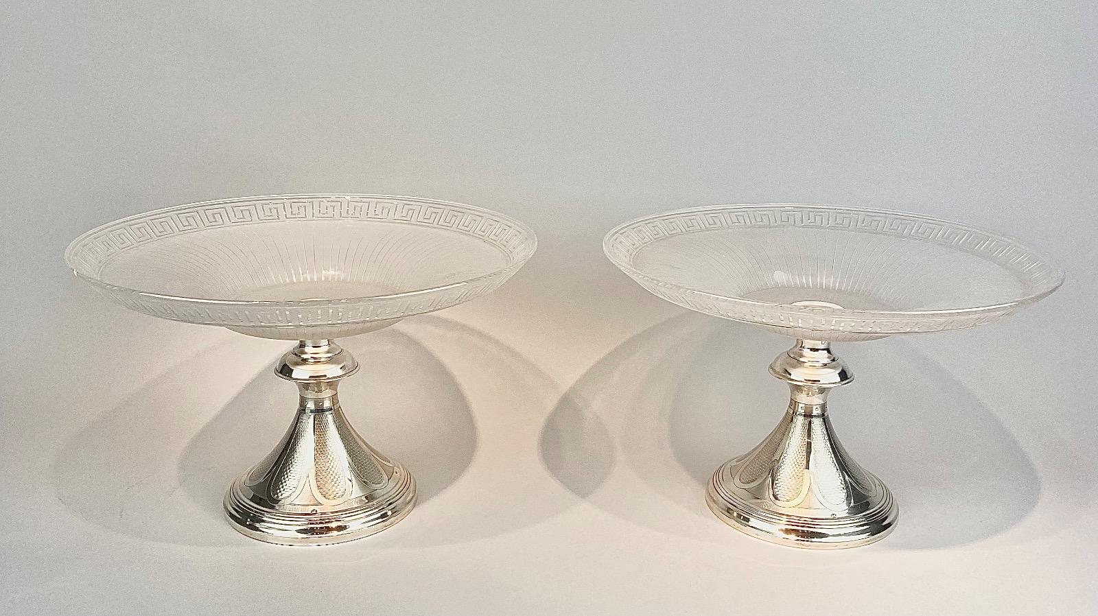 Pair silver tazzas. 