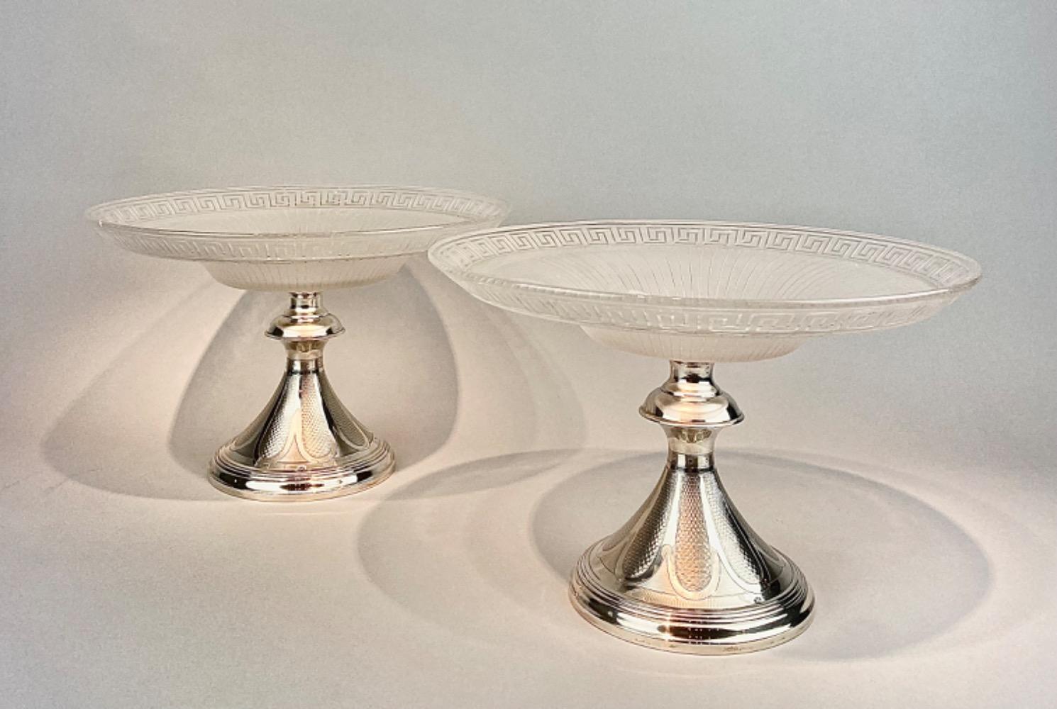 Pair silver tazzas. 