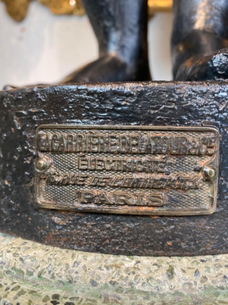 Rare pair of cast iron torchieres from the Lacarrière Delatour & Cie Paris