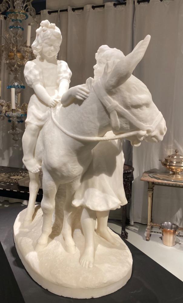   “The Donkey Ride” A beautiful sculpture  in “Bianco Statuario marble”