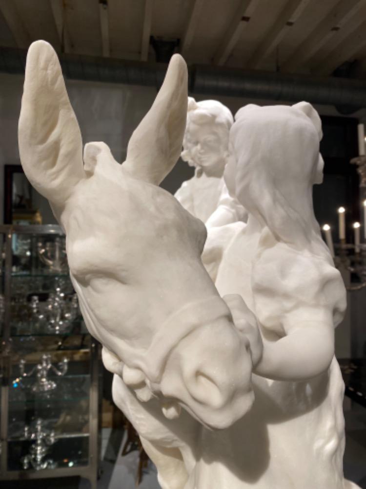   “The Donkey Ride” A beautiful sculpture  in “Bianco Statuario marble”